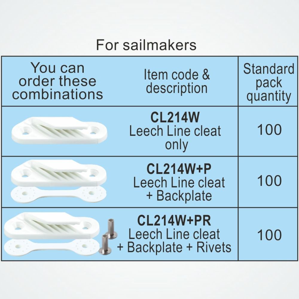 CLAMCLEAT CL214W LEECH LINE Liektauklemme für Tau 2-5mm weiß