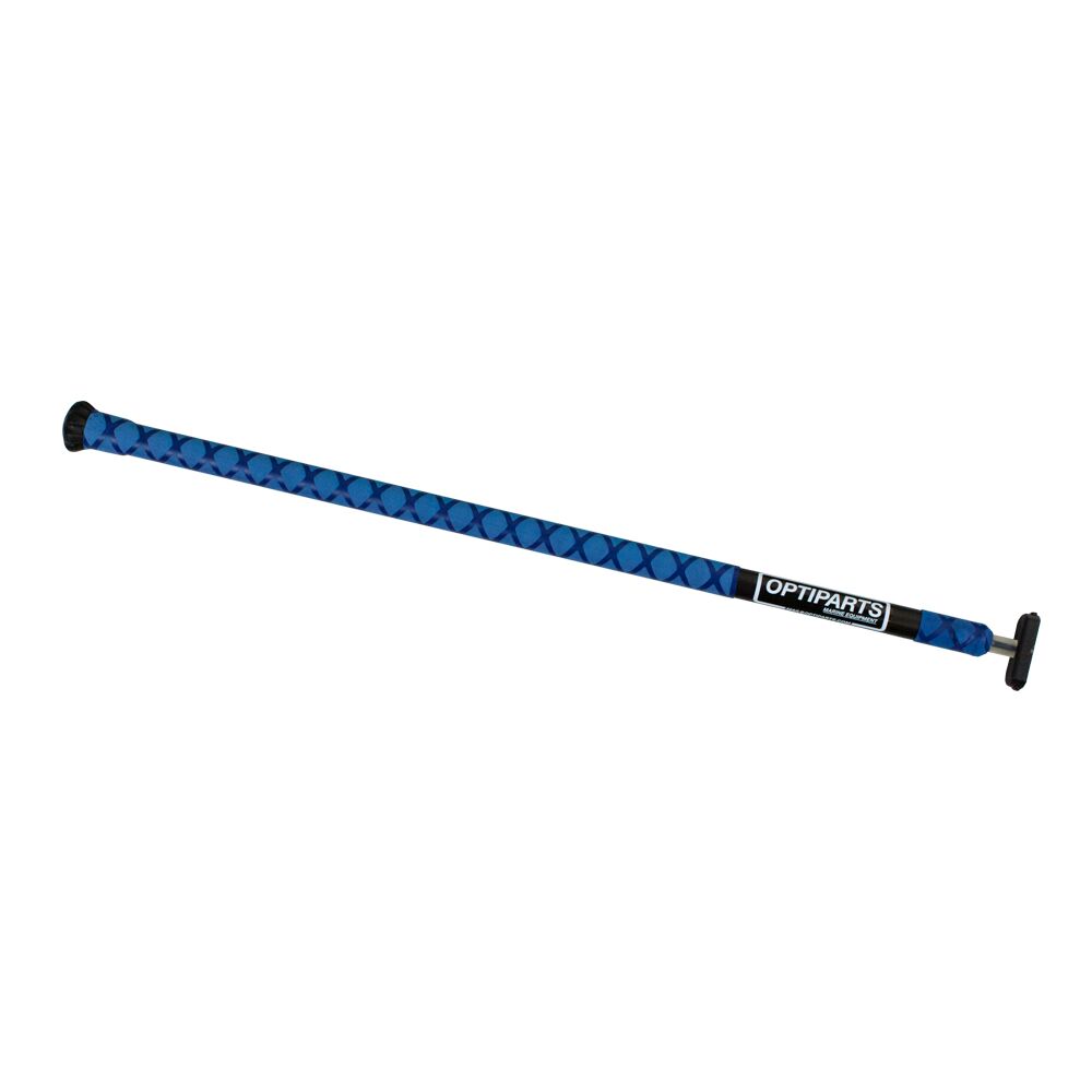 OPTIPARTS EX1145BL Optimist Pinnenausleger, 20mm, Aluminium, schwarz eloxiert, blauer X-Grip Griff