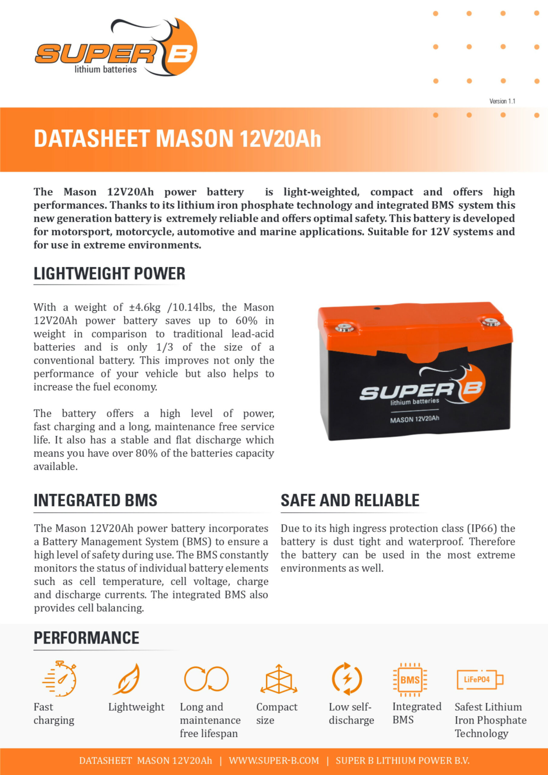 Super-B Mason 12V20Ah