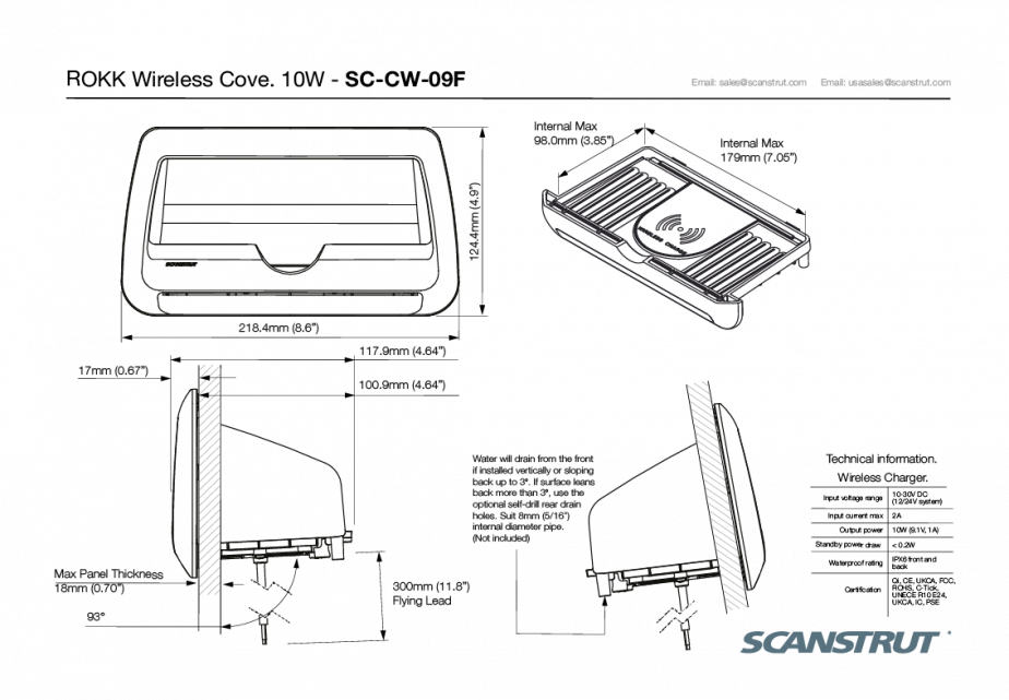 SCANSTRUT SC-CW-09F Cove wasserdichte QI-Ladestation 10W