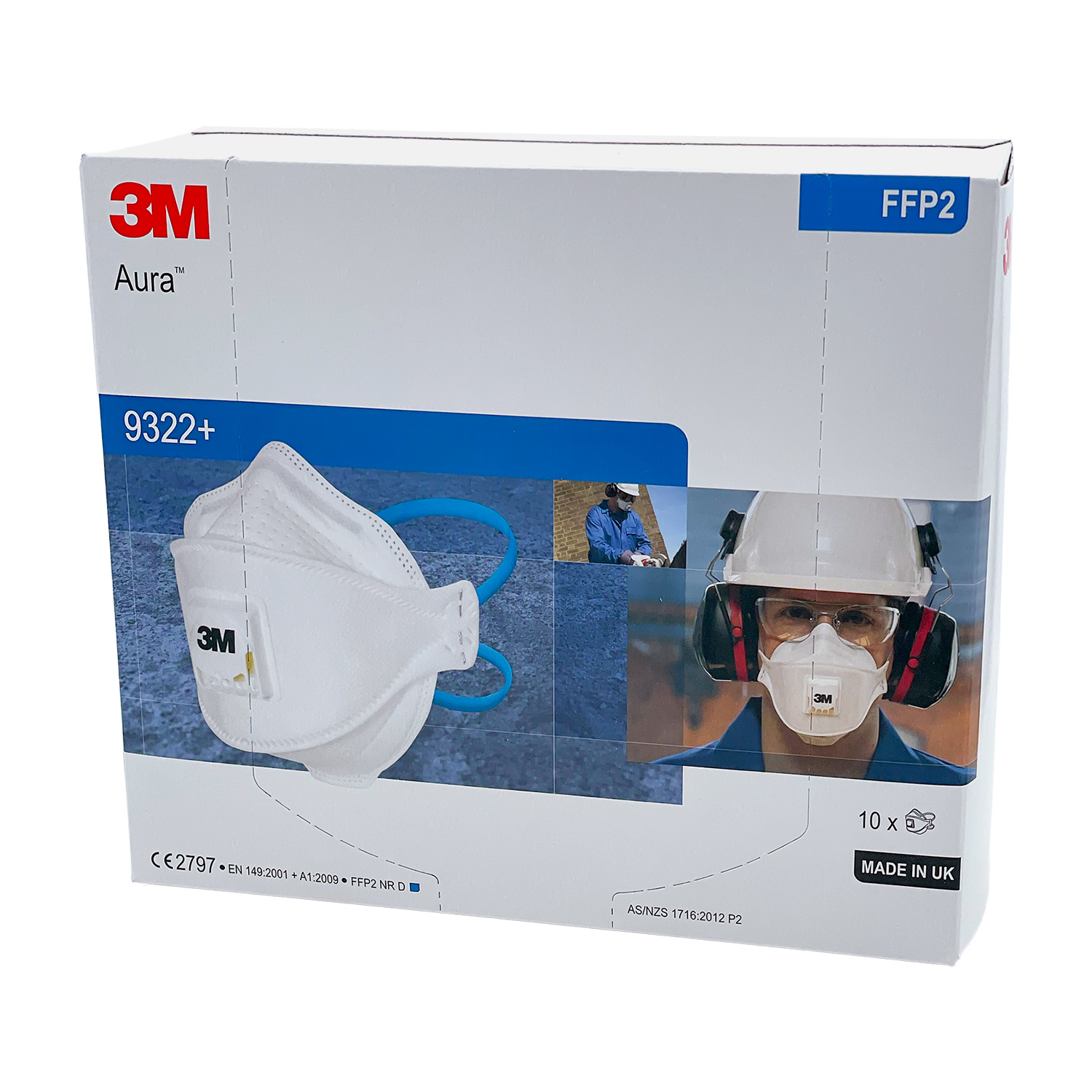 10x 3M 9322 FFP2 Aura-Atemschutzmaske mit Ventil
