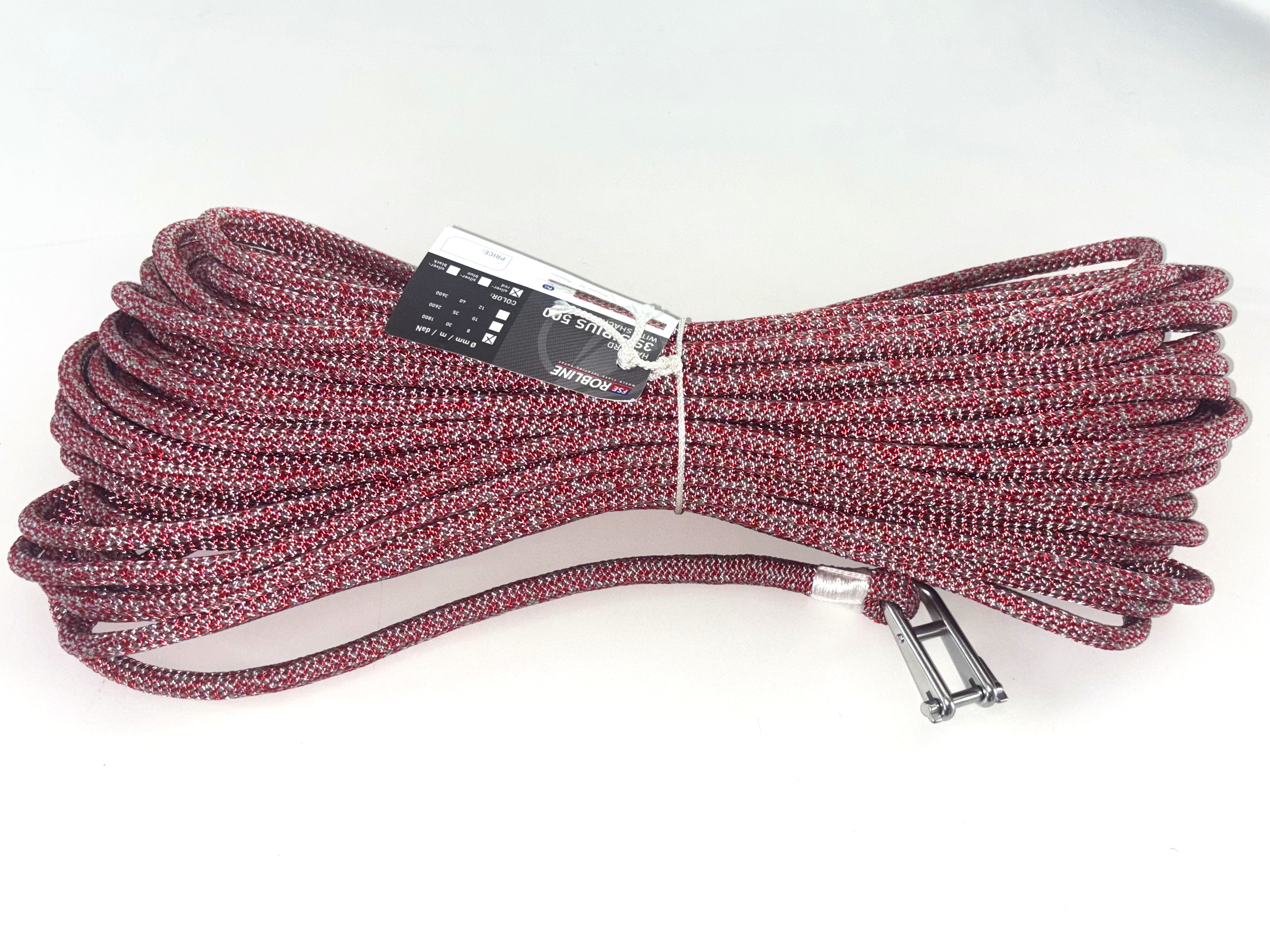 FSE ROBLINE 3S SIRIUS 500 Großfall, Fockfall mit Niroschäkel/Augspleiß, 30m/8mm, silber-rot