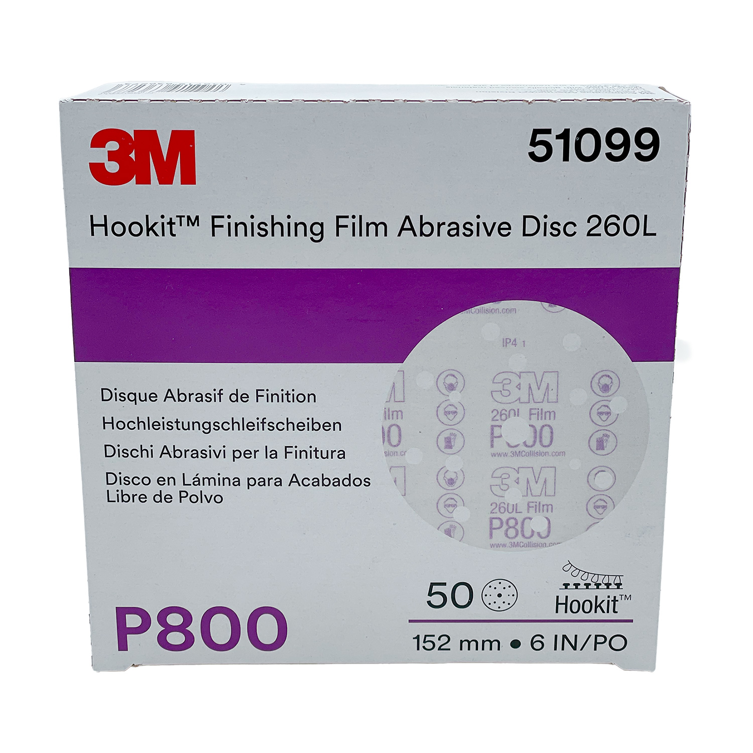 50x 3M 51099 260L Microfinishing Discs 150mm 15-Hole P800