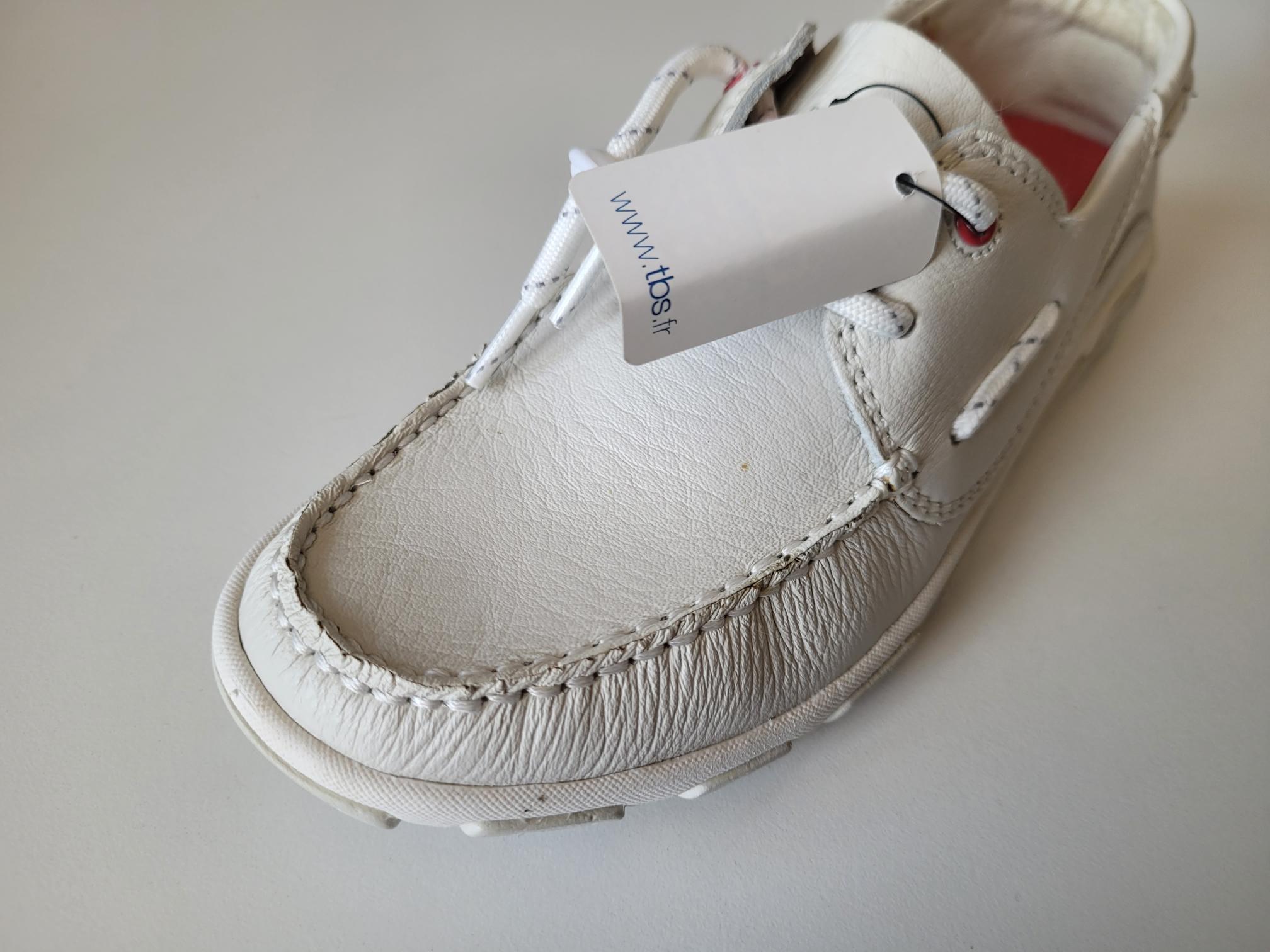 TBS Bootsschuhe Jolina Größe 36, Leder, Navy weiß, weiße rutschfeste Sohle