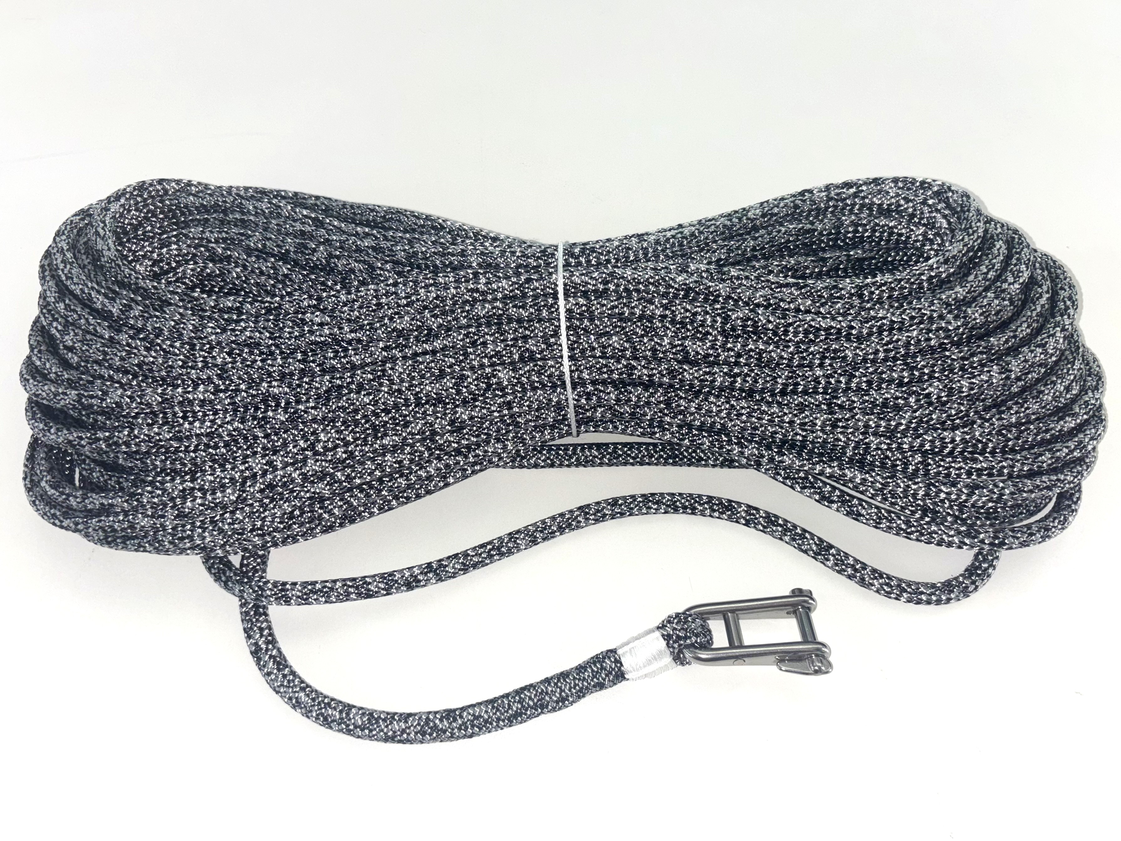FSE ROBLINE 3S SIRIUS 500 Großfall, Fockfall, Genuafall , Spifall mit Niroschäkel/Augspleiß, 30m/8mm, silber-schwarz