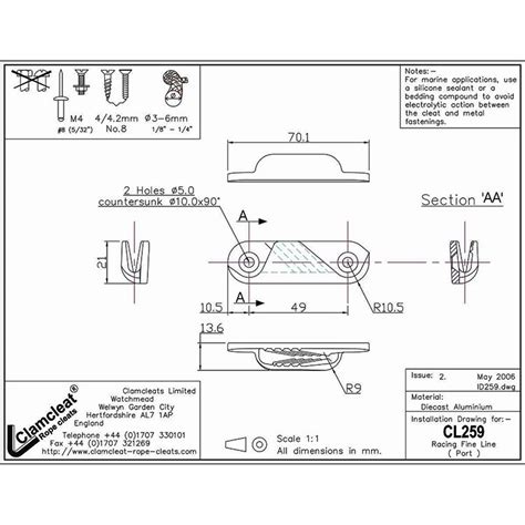 CLAMCLEAT CL259 RACING FINE LINE Liekleinenklemme Tau 3-6mm