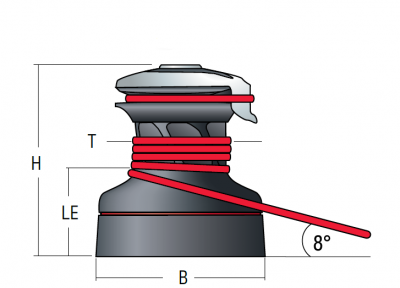 HARKEN HB15STA Radial 1-Gang ST Winsch, Aluminium