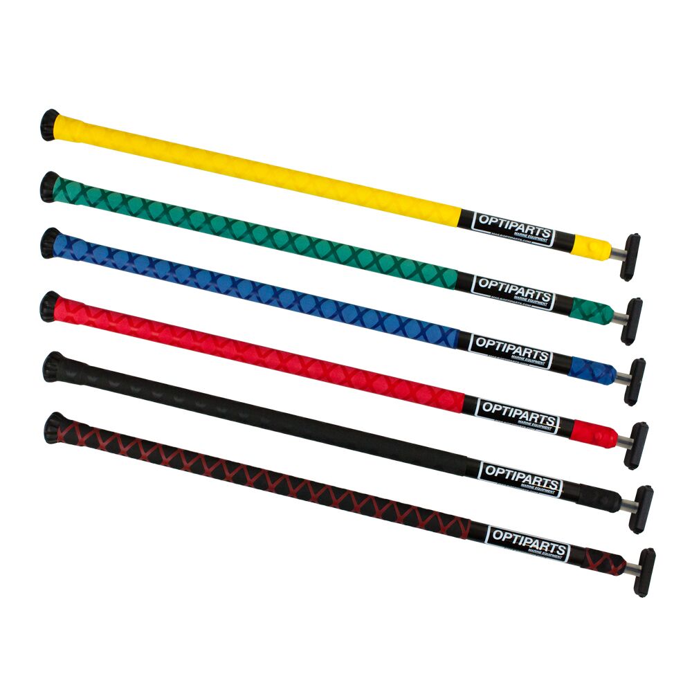 OPTIPARTS EX1145BL Optimist Pinnenausleger, 20mm, Aluminium, schwarz eloxiert, blauer X-Grip Griff