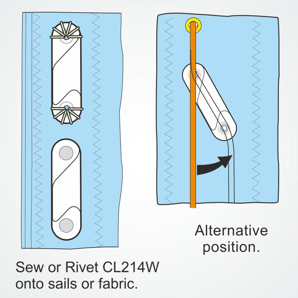 CLAMCLEAT CL214W LEECH LINE Liektauklemme für Tau 2-5mm weiß