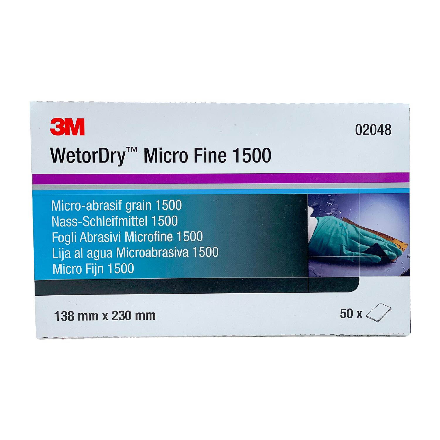 50x 3M 2048 Wetordry Nass-Schleifpapier P1500 230x138 mm