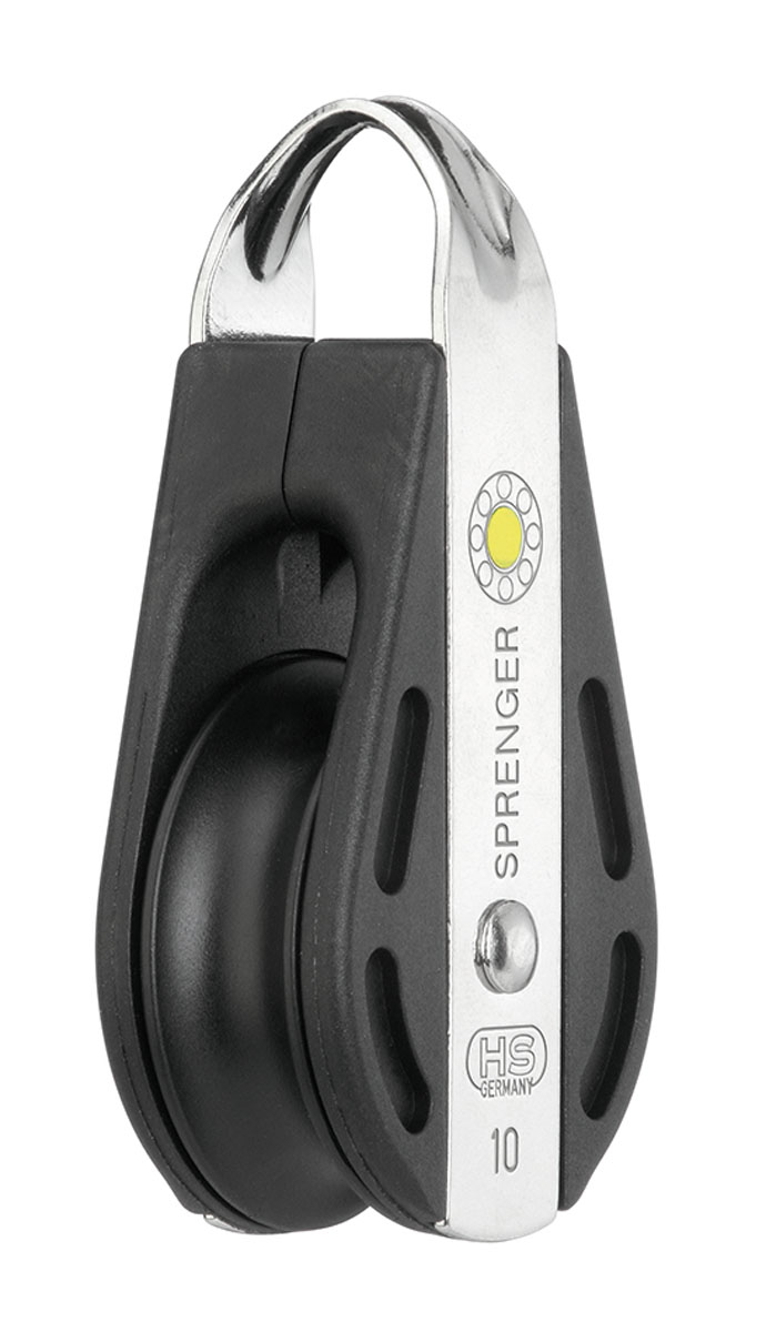 SPRENGER Block 10mm, 1-Rolle, Gleitlager und Bügel