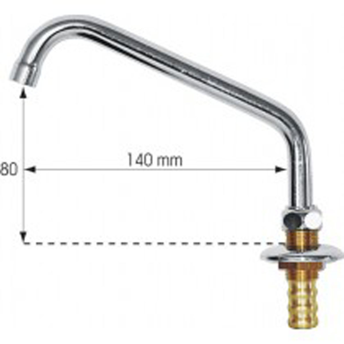 PLASTIMO SWIVELLING SPOUT - Drehbarer Wasserhahn, Messing verchromt, 15mm - 80 x 140mm