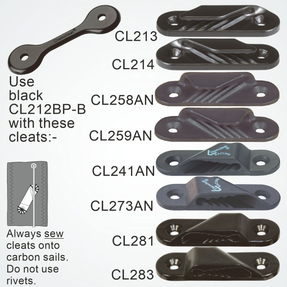 CLAMCLEAT CL212BP-B Rückenplatte Liektauklemme CL212 schwarz