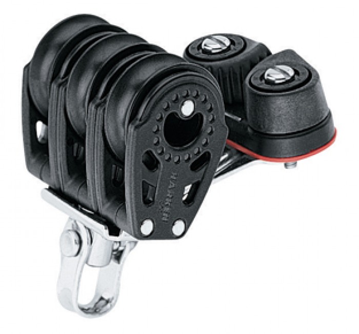 HARKEN H346 Carbo Air Block, 29mm, Kugellager, leicht, 3 Rollen mit Curryklemme, bis 8mm Tau