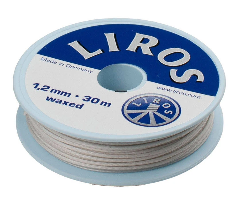 LIROS Takelgarn 1,2 mm, weiß, gedreht, gewachst, 30m - auf Rolle. Zum spleissen, takeln, vernähen, reparieren, fixieren, markieren von Schoten, Fallen, Streckern, Festmachern, Taljen uvm
