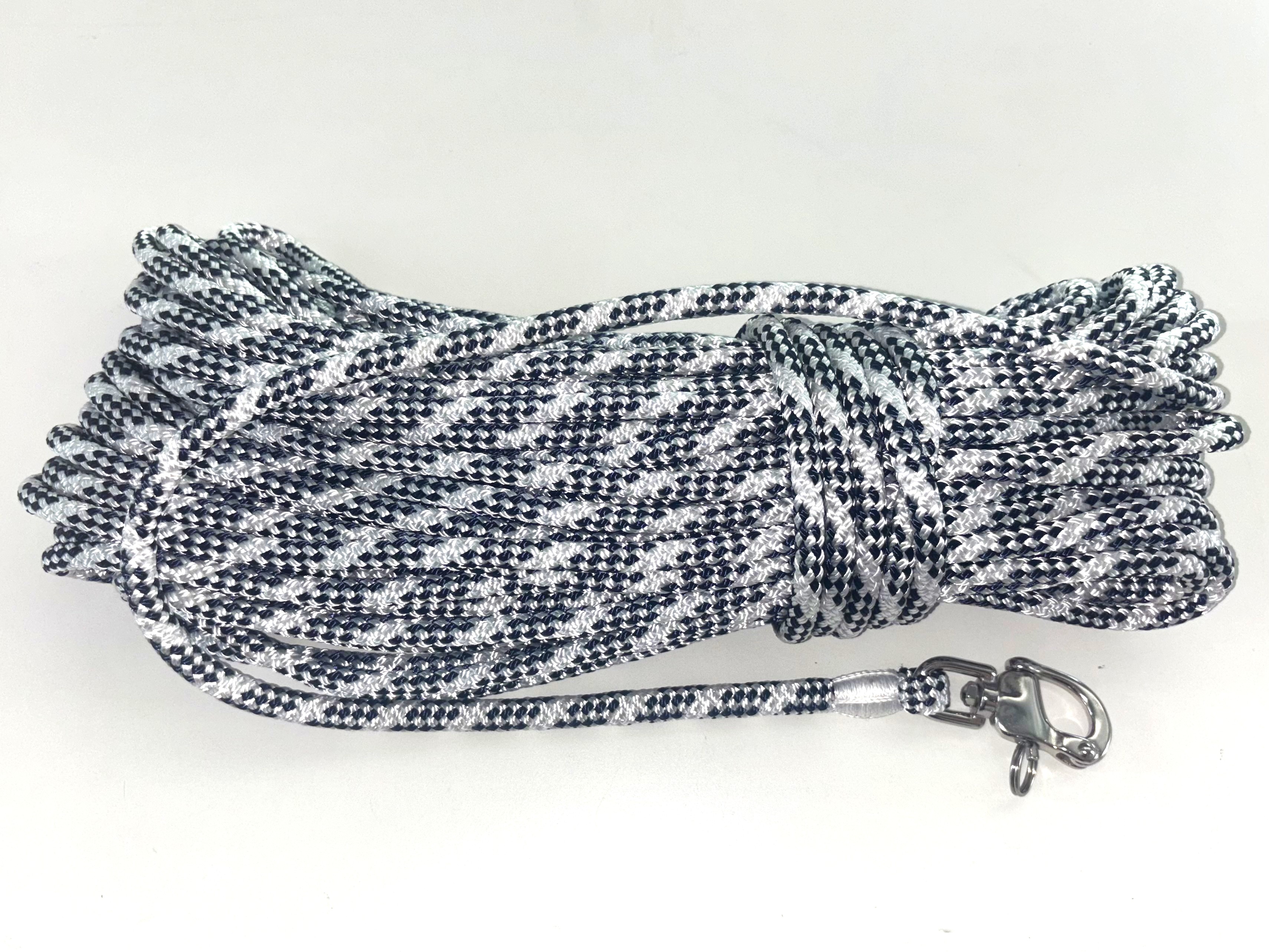 FSE ROBLINE 3S SIRIUS 300 Großfall, Fockfall, Genuafall , Spifall mit Augspleiß/Schnappschäkel, 30m/8mm, weiß-navyblau