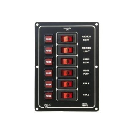 Schalter-Paneel vertikal 6-fach 12V