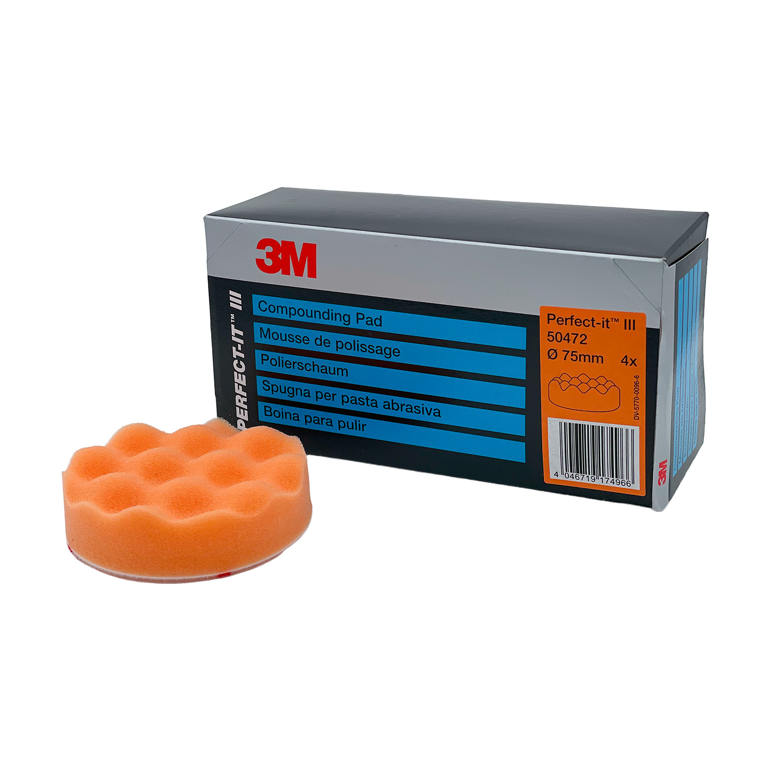 3M 50472 Polierschaumpad 75mm orange/genoppt